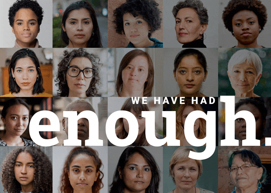 We have had enough. 2021 Appeal Cover with photos of diverse women's faces