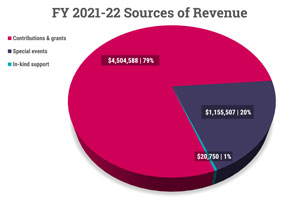 FY 2021-22 Sources of Revenue piechart