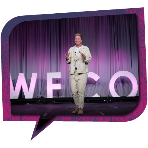 Abby Wambach speaks onstage at 2025 Annual Luncheon