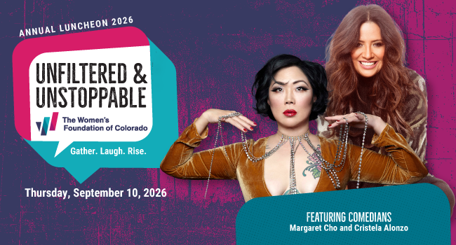 2026 Annual Luncheon banner with Margaret Cho and Cristela Alonzo