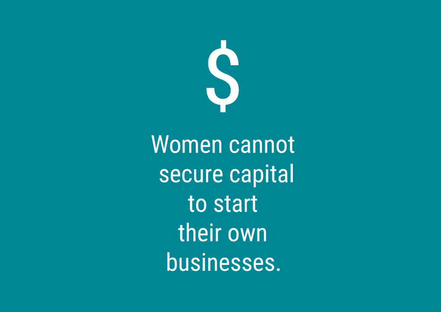 Women cannot secure capital to start their own businesses
