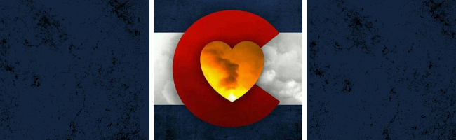 Colorado Flag logo with heart on blue background