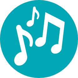 Music notes icon on turquoise background